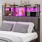 54 8  Tall Queen Size Bed Headboard With 3-tier Storage Shelves  Upholstered