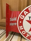 Texaco Motor Oil Gas Sold Here Vintage Style Flange Garage Man Cave Metal Signs