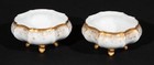 Tressemann   Vogt Gilded Footed Salt Cellar Pair Hand Painted Limoges