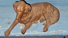 Vintage Red Mill Hand Crafted Carved Brown Pecan Shell Irish Setter Dog  g 