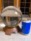 Large 8  Antique Crystal Ball W  Ornate Brass Victorian Finely Cast Stand