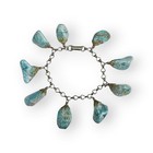 Crazy Lace Agate Charm Bracelet Ladder Link Chain Blue Natural Stone Vtg 7 25   