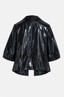 Reused 1960s Mod Vinyl Jacket Black Hip Length Women s Size S