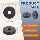 35pcs Rubber Spacers  25mm Od  6mm Id  6mm Thick Black Round Rubber Washer