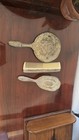Antique Silver Plate Ladies Vanity Dresser Set Mirror Comb Brush Metal Floral