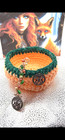Sale Witch Hand Crocheted Peach Green Pagan Pentacle Altar Bowl And Amulet Ws5