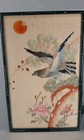 Vintage Antique Asian Silk Embroidery Fabric Art Love Rose Bird 26  X 16  Eagle