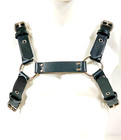 Black Cowhide Leather Bulldog Chest Harness 4 Buckle One Size Leather Pride