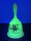 Fenton Custard  Glass Uranium Bell  1980 Bird On Twig Signed V  Gherke