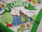 Vintage Florida Silk Scarf   1950s Made In Japan   Hand Rolled   30 