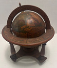 Vintage Terrestrial World Globe Table Top Wood Stand 10  Italy  C1507 Style