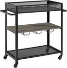 Walker Edison Furniture Industrial Metal Wood Portable Bar Cart  Grey Wash Nb151