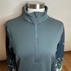Nike Pro Hyperwarm Pullover Womens Large Dark Blue Green 1 2 Zip Camo Sleeves