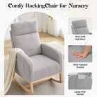 Modern Upholstered Glider Rocker Side Pocket High Backrest Padded Seat Nursery