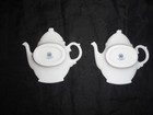 Vintage Porcelain Tea Bag Holders Shaped Like Teapots Hollohaza Hungary 1777