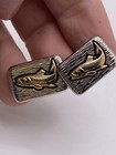 Vintage Hickok Trout Fish Silver Tone Gold Tone Cuff Links Bass Fishing