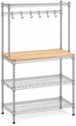 Chrome Baker s Rack With Hardwood Cutting Board  18x36x64 Inch  4 Wire Shelves 