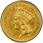 1857 Three Dollar Indian Gold Coin  3 - Au55 Pcgs -  3 Gold