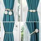 Magnetic Curtain Tiebacks Tie Backs Buckle Clips Weave Rope Holdbacks Ne-2 Pcs