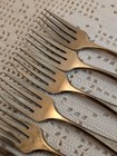 6 Pc Vintage Dirigold Dirilyte Goldware Regal Flatware Salad Forks