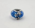 925 Sterling Silver Murano Glass Ocean Charm Bead For Bracelet Or Necklace