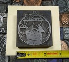 Antique Vtg Sailing Boat Pirate Ship Letterpress Print Type Ornament Cut Block