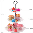 3-tier Porcelain Cupcake Stand Serving Tray - White Embossed Elegant Dessert Cak