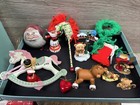Vintage Lot Christmas Tree Ornaments Yarn Plastic Felt Wood Handmade Assorted