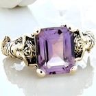 Mermaid Ring Genuine 3 Carat Amethyst 925 Sterling Silver Victorian Style    826