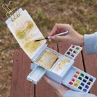 Travel Watercolor Palette Box  All-in-one Portable Watercolor Kit With 24 Emp   