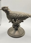 Vintage Pewter Silver Long Tailed Pheasant Statue