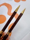 Ysl Vintage Ballpoint   Mechanical Pen Set Of 2 Brown X Gold  932518
