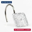Clear Diamond Shower Curtain Hooks  12 Pcs Crystal Bling Glitter Sparkle Rhinest
