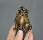 2 2 chinese Ancient Bronze Carving Lucky Auspicious Animal Dog Beast Statue