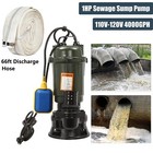 1hp Sewage Submersible Pump Cast Iron Sump Pump 4000gph W 66ft Hose 110v W float