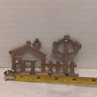 Vintage Nostalgic Brass Wall Hanging Key Holder House Fence Tree 4 Hooks