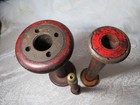 Lot Of 3 Large Vintage Antique Wood   Metal Industrial Textile Bobbin Spools