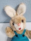 Vintage Bunny Rabbit Brown Plush Stuffed Animal Blue Corduroy Overalls 10 