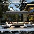 15ft Patio Umbrella Outdoor Double-sided Large Market Umbrella W  Umbrella Base