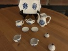 Vintage Miniature Blue And White Porcelain Tea Set  10 Pieces 