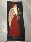 Vintage Hand-hooked Rag Rug 48 X 20 Father Christmas Folk Art primitive Wool
