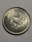 1948 South Africa 5 Shillings Uncirculated Silver Coin Springbok