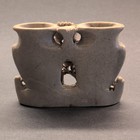 Antique Chinese Hand-carved Soapstone Floral Double Inkwell Brush Pot Vase