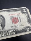 1953   Star A  2 Usn United States Note Red Seal Fine Details Corner Tear  61a