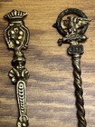 Two Mid -century Ornate Figural Mini Cocktail Forks One Marked Montagnani