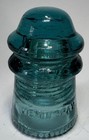 hemingray  No  16 Insulator  Aqua Blue Glass Made In Usa  With Wooden Post