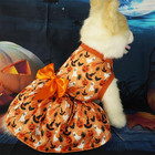 Halloween Puppy Dress For Small Dog Pumpkin Ghost Cat Costumes Orange Bow