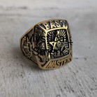 Vintage Gold Freemason Ring Masonic Band Past Master Excellent Condition Size 8