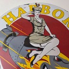 Vintage Harbor Gasoline Sign - Bomber Girl Gas Pump Motor Oil Porcelain Sign
