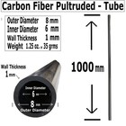  2  8mm X 6mm X 1000mm Carbon Fiber Tube - Black-pultruded